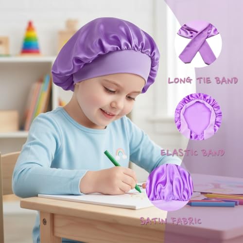 Tale King Kids Satin Sleep Bonnet for Girls Curly Hair Hair Cap
