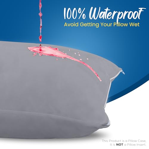 Utopia Bedding Waterproof Pillow Protectors, Standard Size, Gray (Set of 4)