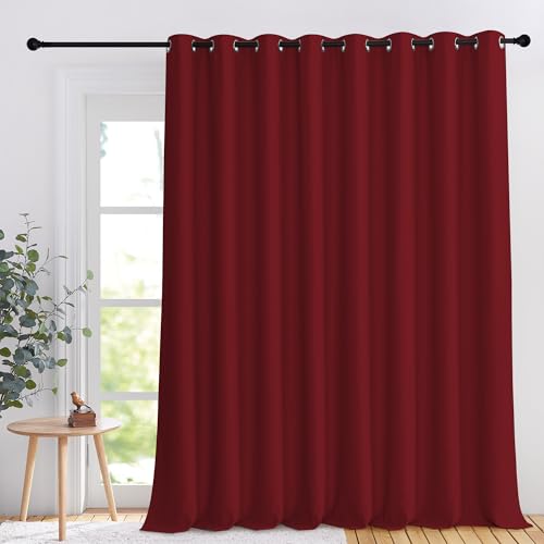 NICETOWN Burgundy Red Sliding Glass Door Curtain Panel - 120x108 Inches, Room Darkening Window Treatment for Home & Office