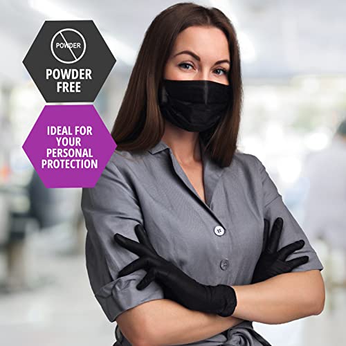 MED PRIDE Black Nitrile Exam Gloves - X-Large, Pack of 50 - Latex Free