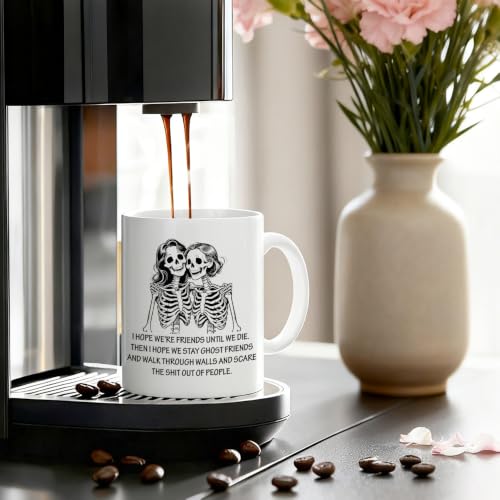 I Hope We're Friends Halloween Ceramic Mug - Black & White BFF Gift