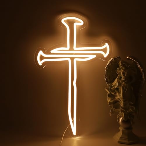 Nail Cross LED Neon Sign White - Christian Wall Decor for Religious Spaces