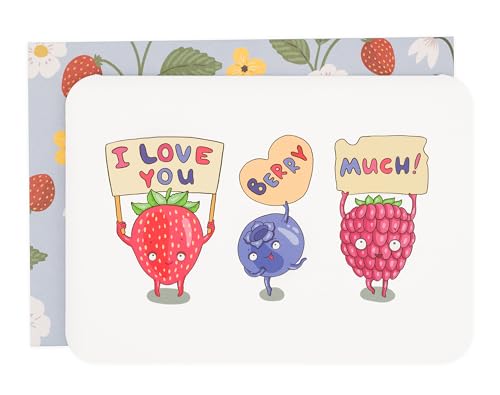 I Love You Berry Much Card with Envelope - Funny Anniversary & Birthday Card