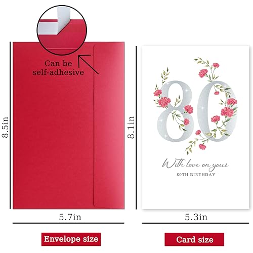 Elegant 80th Birthday Card for Men & Women - Thoughtful Gift