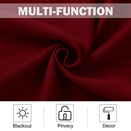 NICETOWN Burgundy Red Blackout Kitchen Window Curtains 42x36 in Pack of 2