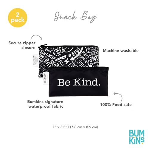 Bumkins Reusable Snack Bags for Kids & Adults - 2-Pack Waterproof Cloth