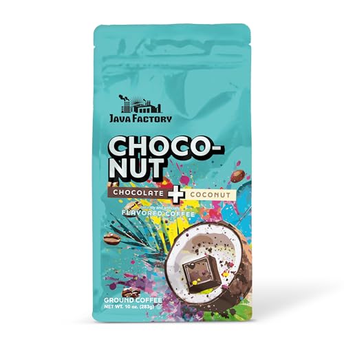 Java Factory Choconut Ground Coffee, Chocolate Coconut Blend, 10 Oz Bag