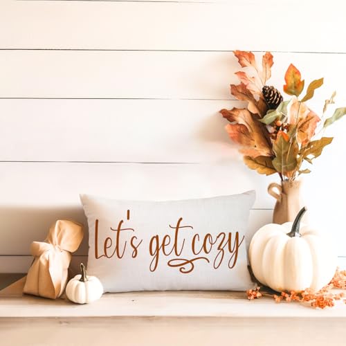 Let's Get Cozy Fall Pillow Cover 12x20 Inch Decorative Cushion
