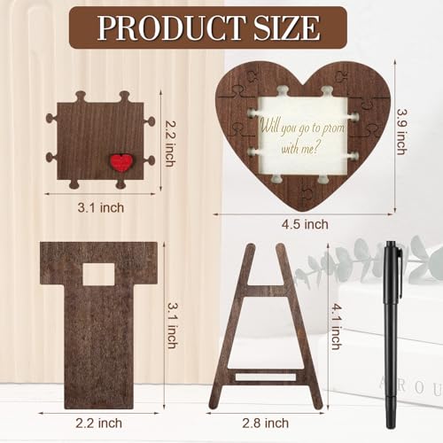 Wooden Heart Puzzle Prom Proposal Sign with Pen - Invite Her