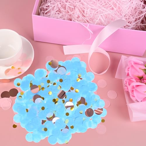 Rose Gold Blue Gold Round Tissue Confetti Dots - 1-Inch, 1.76oz