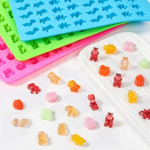 CAKETIME Silicone Gummy Candy Molds Set - Fruit, Bear & Dinosaur Shapes