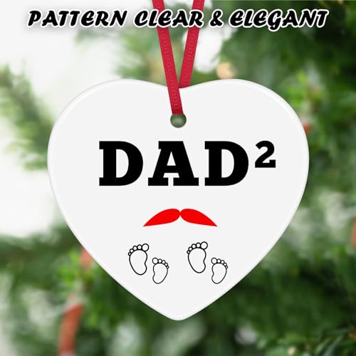 Twins Dad Ceramic Christmas Ornament - New Father Gift