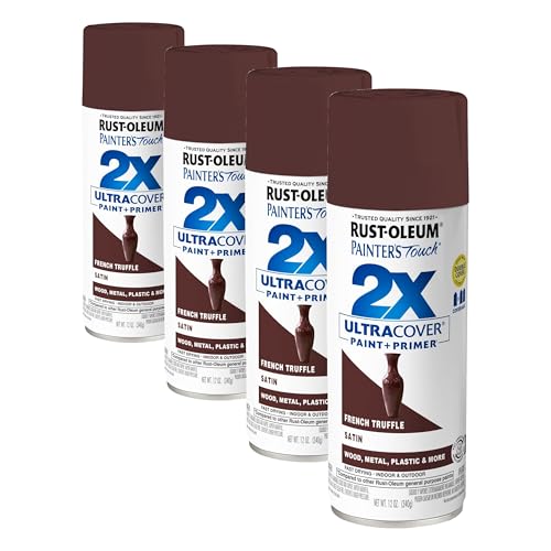 Rust-Oleum Painter's Touch 2X Ultra Cover Spray Paint, Satin French Truffle, 12 oz (4-Pack)