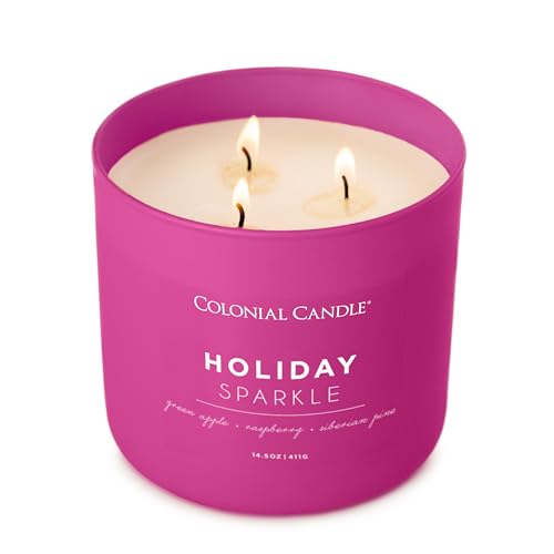 Colonial Candle Holiday Sparkle Scented Jar Candle - Purple, 14.5 oz, 3 Wick, Up to 60 Hours Burn - Variation of Holiday Sparkle / 14.5 oz