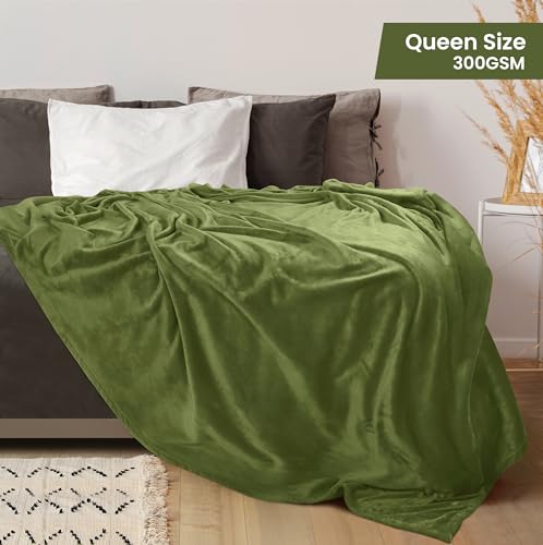 Utopia Bedding Ultra Soft Fleece Blanket Queen Size Olive 90x90