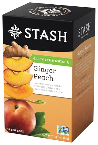 Stash Tea Green Tea Ginger Peach with Matcha - 18 Count Pack