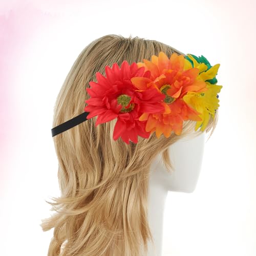 NQEUEPN Rainbow Flower Crown Headband for Pride Party and Festival