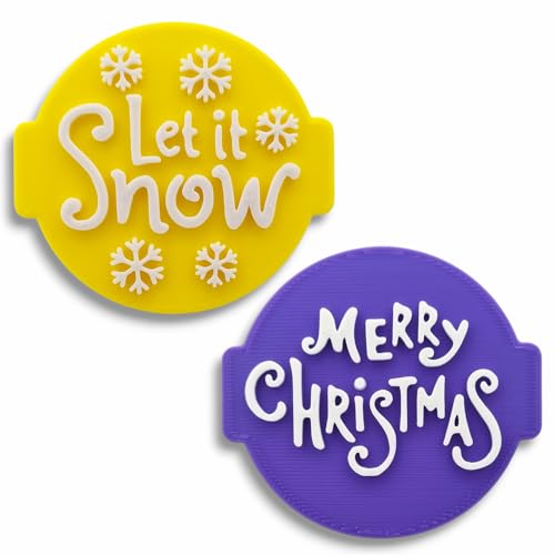 Christmas Cookie & Cake Embosser Stamps Set of 2 - Snow and Merry Holiday Decor