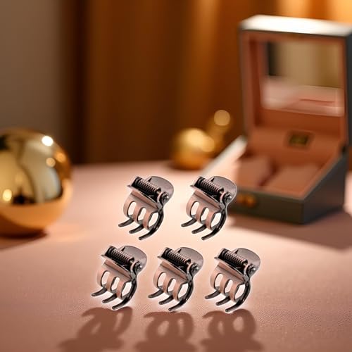 5PCS Mini Metal Hair Claw Clips for Women Bronze Side Bangs Styling Tool
