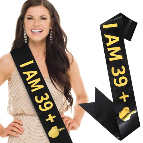 CIEHER 40th Birthday Sash - Black Satin with Gold Foil