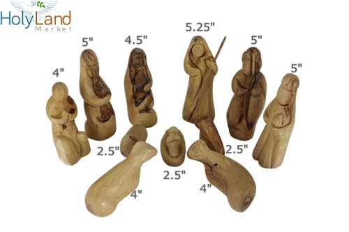 6 Inch Olive Wood Nativity Scene - Hand-Carved Bethlehem Christmas Decor