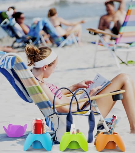 3-Pack Beach Cup Holders - Multi-Purpose Drink & Phone Holder