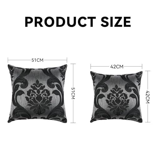 NAPEARL Black Jacquard Throw Pillow Covers, 20x20 Inch Set of 2