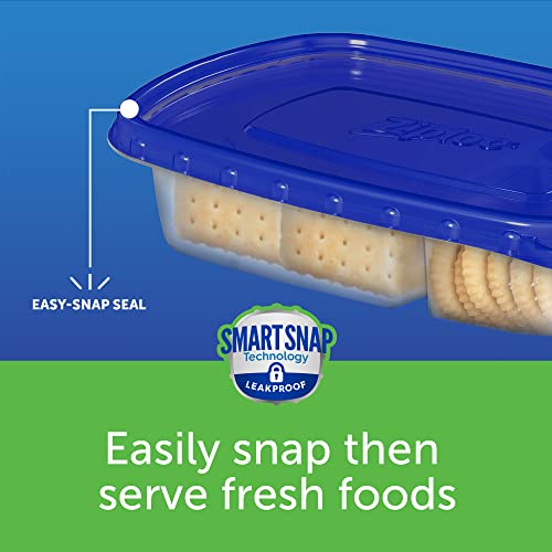 Ziploc Divided Rectangle Food Storage Containers, 8 Count, Leak-Proof