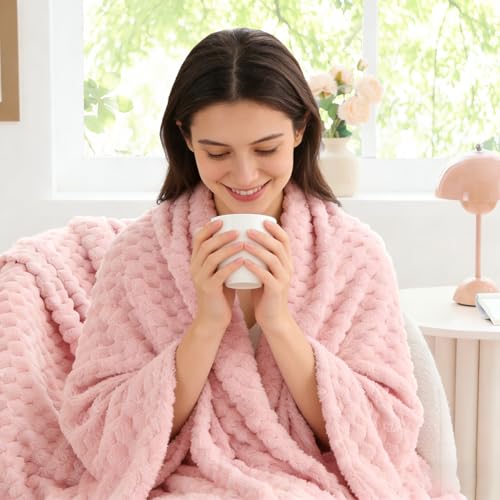 BEDELITE Pink Throw Blanket, 50x60 Soft Plush Microfiber Fleece for Couch