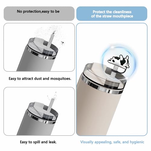 Bulldog Straw Toppers for Stanley Cups 4 Pcs Silicone Straw Covers