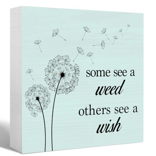 Inspirational Dandelion Quote Wooden Sign - 5x5 Desk Decor