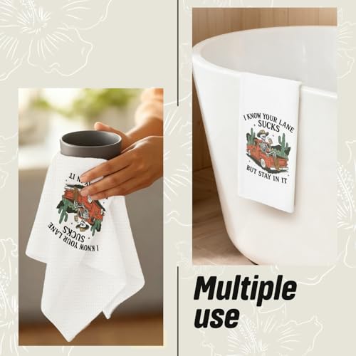 Gothic Skeleton Cowboy Kitchen Dish Towels 16x24 Inch
