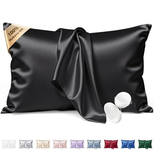 100% Mulberry Silk Pillowcase Standard Size 20x26 - Black