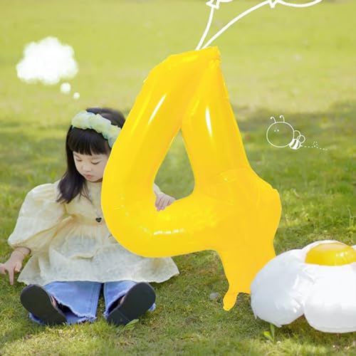 40 Inch Yellow Number 4 Daisy Foil Balloon Set for Birthday