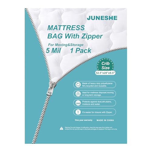 Small Single Crib Mattress Storage Bag with Zipper, 5 Mil Thick