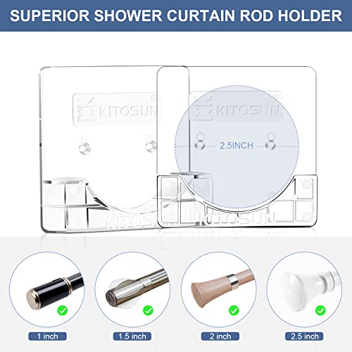 Shower Curtain Rod Holder Wall Mount - 304 Stainless Steel Brackets