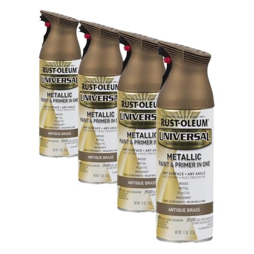 Rust-Oleum Universal Metallic Spray Paint, 11 oz, Antique Brass (Pack of 4)