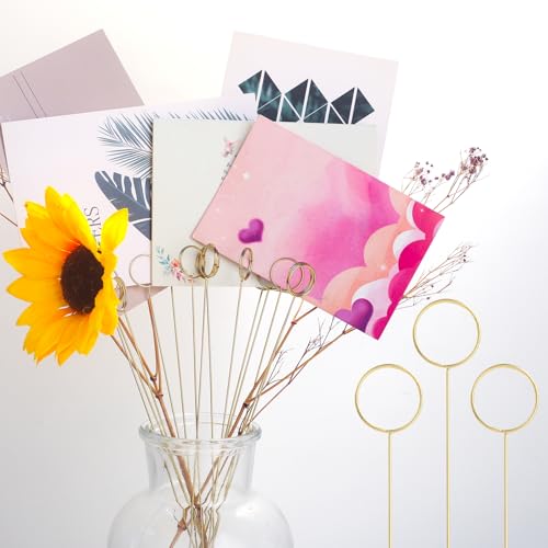 Round Shaped Picture Holders for Centerpieces - 40Pcs Durable Metal Sticks for Weddings & Events