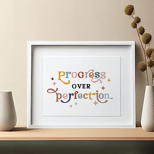 Progress Over Perfection Classroom Poster Motivational Wall Art Boho Decor