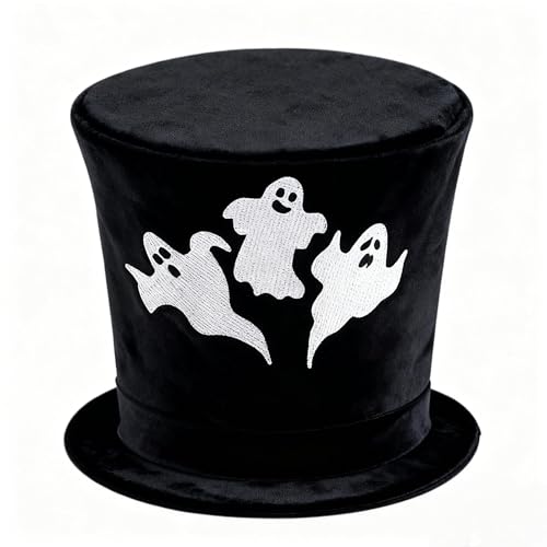 Halloween Tree Topper Hat Black Velvet with Ghost Decoration - Variation of THIS listing