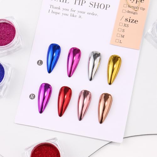 Metallic Chrome Nail Art Powder Set with Gold Silver Foils & Sponges