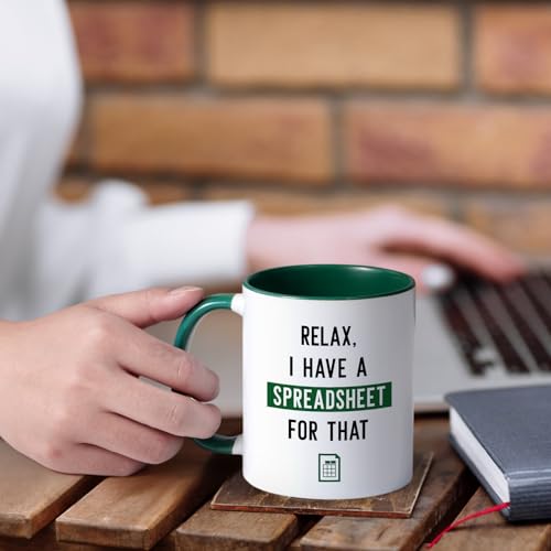 Funny Excel Mug - Accountant Gifts for Women Men, Christmas & Birthday Gift - White & Green II, 11 Oz