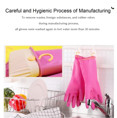 Myungjin Reusable Waterproof Latex Rubber Cleaning Gloves - Medium