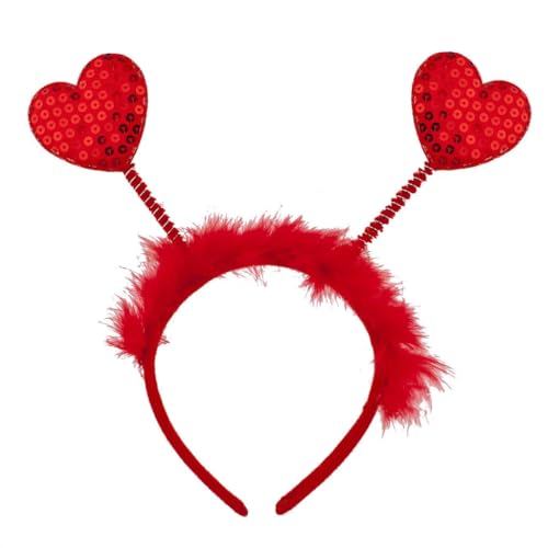 Red Sequin Heart Headband Valentine Day Love Hair Bopper Accessory