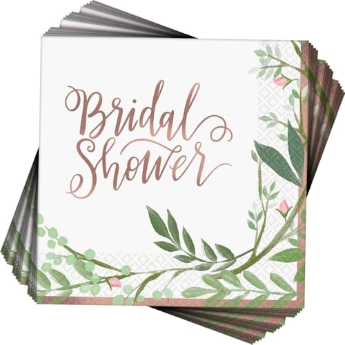 Amscan Love & Leaves Beverage Napkins, Eco-Friendly Paper, 5"x5", 16 Pack