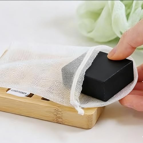 Wome 3-Pack Mesh Soap Saver Bags for Shampoo, Conditioner & Body Wash - White
