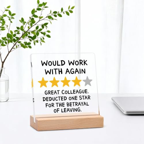 Funny Coworker Leaving Gift Plaque - 'Would Work With Again' 4''