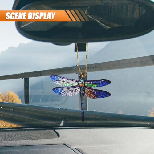 Dragonfly Rear View Mirror Charm - Acrylic Car Pendant Ornament