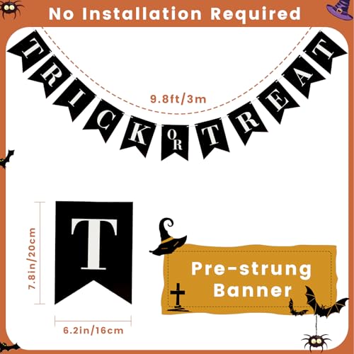 JijAcraft Halloween Trick or Treat Paper Banner - Pre-Strung Decor