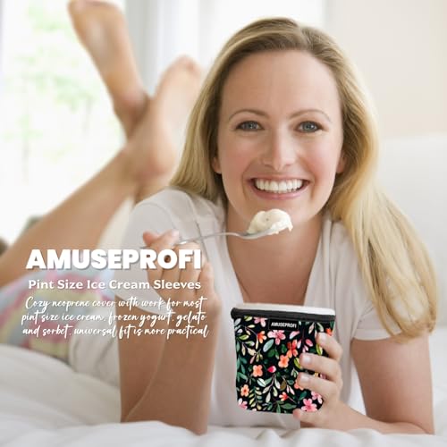 AMUSEPROFI Ice Cream Pint Coozie Sleeve - Spring Bloom Insulated Holder